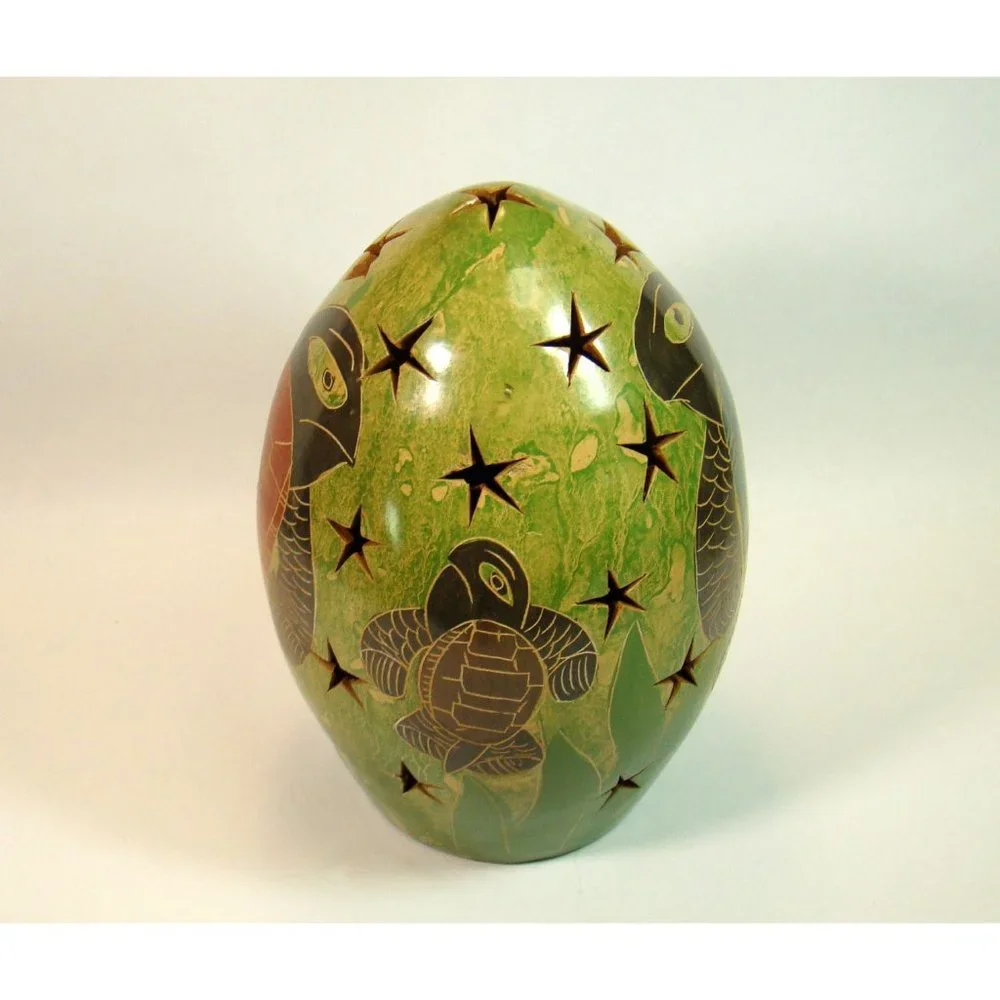 Turtle Art Pottery Tea Light Candle Lantern Luminary, Coastal Beach Nautical